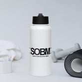 Stainless steel water bottle with a straw lid